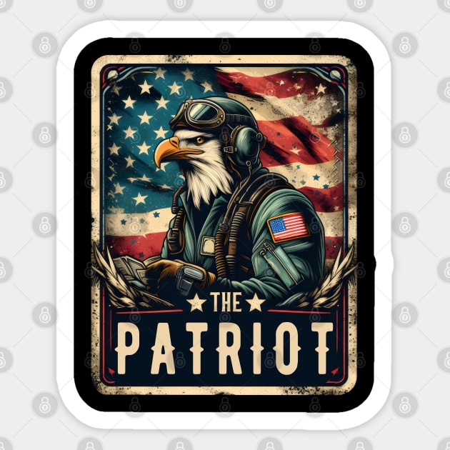 The Patriot Eagle Pilot Bird American Flag Tarot Card Pun Sticker by Nature Exposure